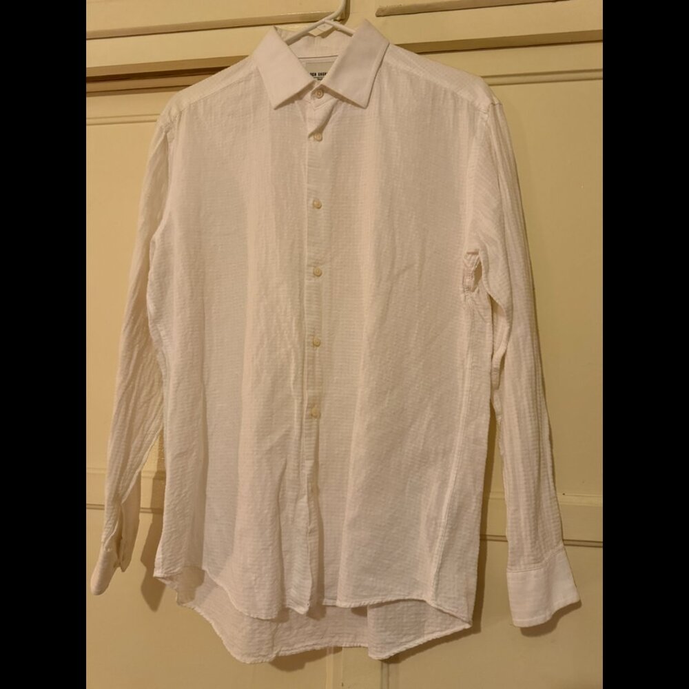 Ben Sherman | white | button down long sleeve dress shirt (15.5) (32-33) (M)